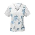 thumbnail image 4 of EGNMCR T-Shirts pour Femmes Femmes Mode Été Pli Imprimé Régulier Femmes Manches Courtes Col en V Bouton Haut, 4 of 5