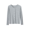 thumbnail image 2 of asjyhkr Womens Long Sleeve Shirts Ribbed Knit Cotton Tops Button Comfy Soft Stretchy Lightweight Tshirts, 2 of 5