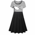 thumbnail image 1 of Hinvhai Robe d'Allaitement pour Femmes Liquidation Été Manches Courtes Rayée Patchwork Maternité Allaitement Longueur Genou Robe Noir 8(L), 1 of 2