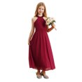 thumbnail image 4 of renvena Robe de Demoiselle d'Honneur pour Filles, Robe de Fête Sans Manches en Chiffon, Bourgogne 8, 4 of 7