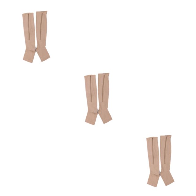 Baohd Wide Application Elastic Zipper Socks For Moisture-wicking Support Zippered Compression Socks Skin color L/XL 3Set