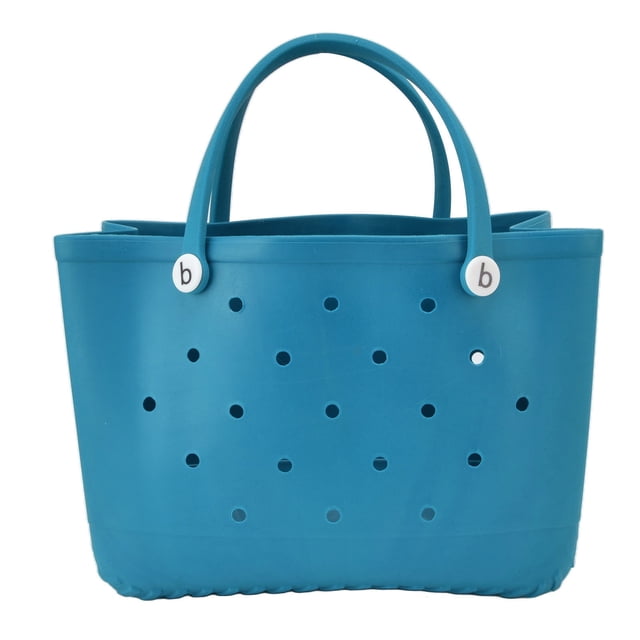 Beach Basket, Pool Bag, Beach Tote Bag Durable Safe EVA Material Multifunction Space Saving Portable Round Hole Design Large Beach Bag