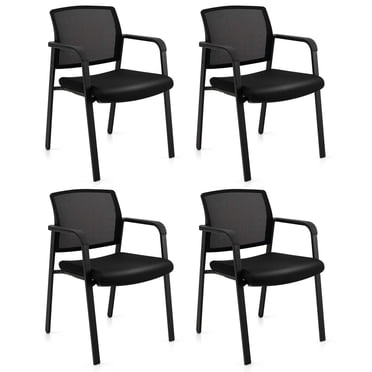 Costway Ensemble de 4 Chaises de Conférence Empilables pour Bureau, Chaises en Maille pour Invités pour Salle d'Attente
