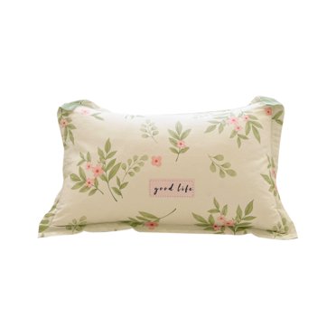 Bwiyojiz Literie de Décoration Intérieure 29,13 X 18,89 Pouces Couvre-Lits, Courtepointes et Ensembles Coton Cotons Taie d'Oreiller à Imprimé Floral de Printemps Grande Taille Douce Confortable Douce pour la Peau et Respirante pour Chambre, Vert