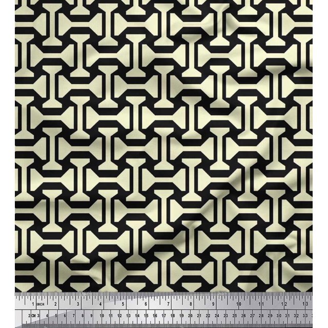 Soimoi Georgette Viscose Fabric Geometric Abstract Print Sewing Fabric Yard 42 Inch Wide