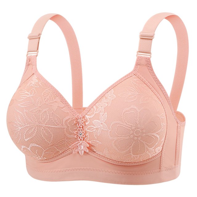 Bocqde Women's Plus Size Bra Embroidery Comfortable Breathable No Underwire Push Up Bra Full Coverage Soft Support Bralettes