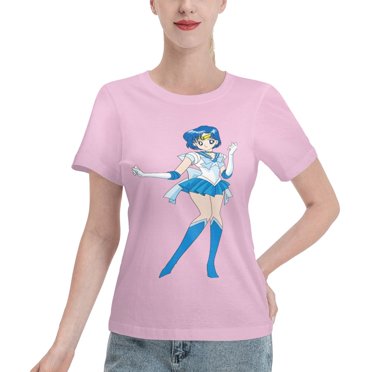 T-Shirt Basique à Manches Courtes pour Femmes Sailor Moon Mizuno Ami