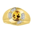 thumbnail image 1 of RYLOS 14K Yellow Gold Ring 8X6MM Oval Gemstone & Diamond Unisex Rings Citrine November Birthstone Ring Size 10, 1 of 7