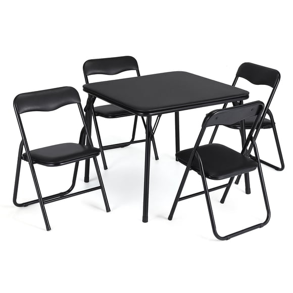 Ensemble de Table et Chaises Pliantes de 5, Ensemble de Table et Chaises Pliables Rembourrées, Ensemble de Table et Chaises d'Activité pour Enfants avec Cadre en Métal Portable pour Manger, Lire, Jouer, Noir