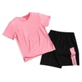 thumbnail image 1 of MIASHUI Ensembles de Shorts Garçons Filles 2 Pcs T-Shirt et Shorts Athlétiques pour Enfants, Rouge, 5-6 Ans, 1 of 4