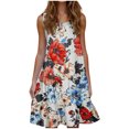 thumbnail image 2 of Ovzne Robes d'Été pour Femmes Robe Femme Mode pour Femmes Vacances Été Couleur Unie Sans Manches Fête Plage Robe Robe pour Femmes Imprimée Liquidation, 2 of 6