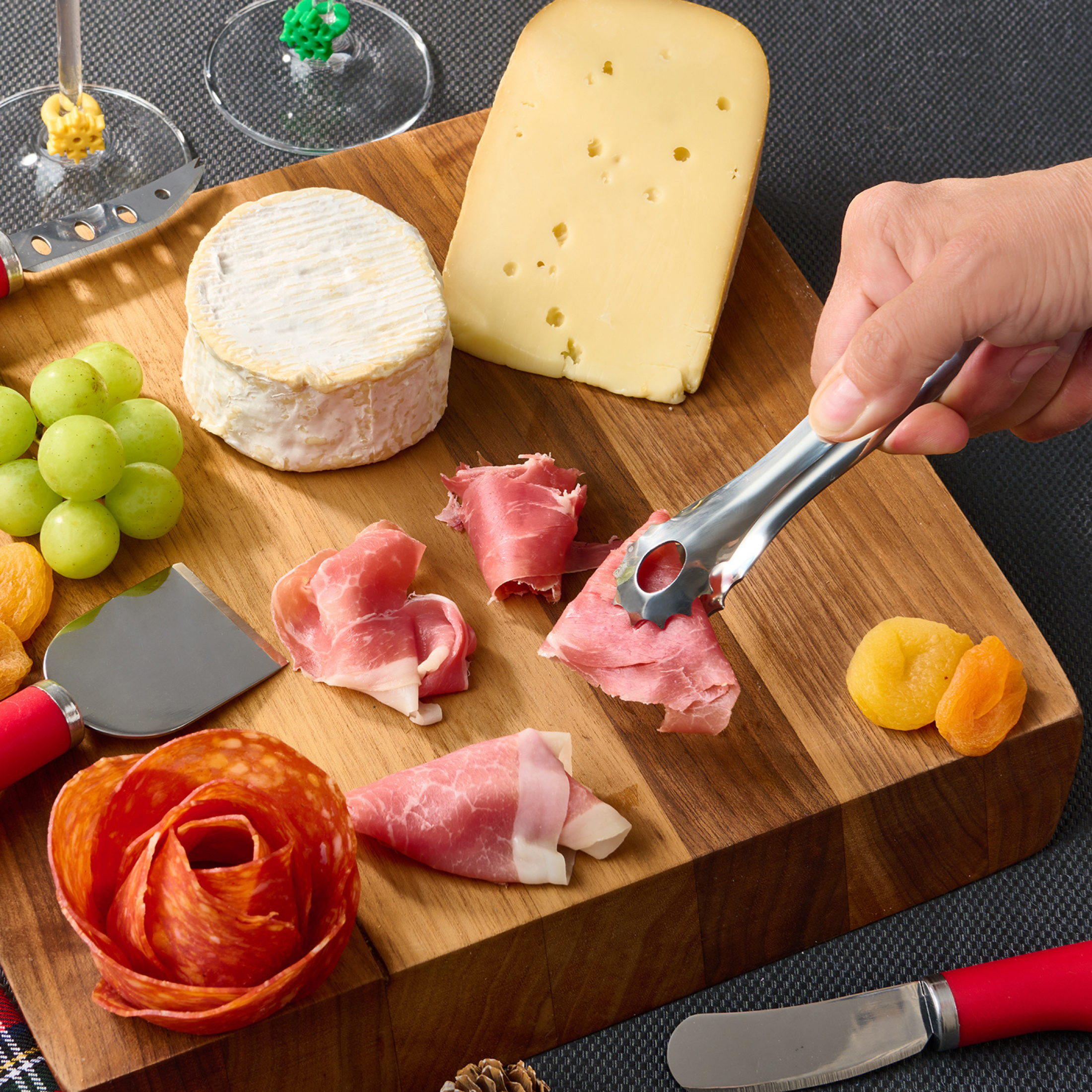 6-Piece Holiday Time Stainless Steel Appetizer Tong Set