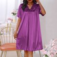 thumbnail image 2 of Timegard Robe de Nuit pour Femmes Col en V Manches Courtes Tenue d'Intérieur Décontractée Ample Confortable Robe de Maison Couleur Unie, 2 of 4