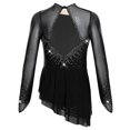 thumbnail image 4 of RUNQHUI Robe de Patinage Artistique à Manches Longues pour Filles, Dos Nu Scintillant, Danse Lyrique Moderne, Noir 16, 4 of 5