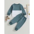 thumbnail image 4 of Faithtur Baby 2Pcs Fall Outfits Long Sleeve Contrast Color Pullover Tops and Pants Set Toddler Clothes, 4 of 9