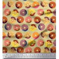 thumbnail image 1 of Soimoi Polyester Crepe Fabric Donuts Food Print Fabric by The Yard 42 Inch Wide, 1 of 5