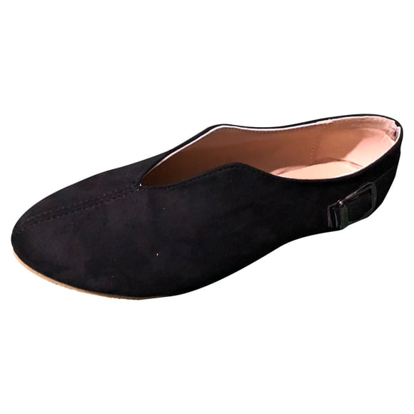 Kcodviy Buckle Pointed Flock Shoes Women's Casual Shoes Size 11 Wide Loafers Strap Toe Women's Womens Shoes Casual Wide Width Summer Casual Women's Casual Casual Shoes Women Size 8 Shoes