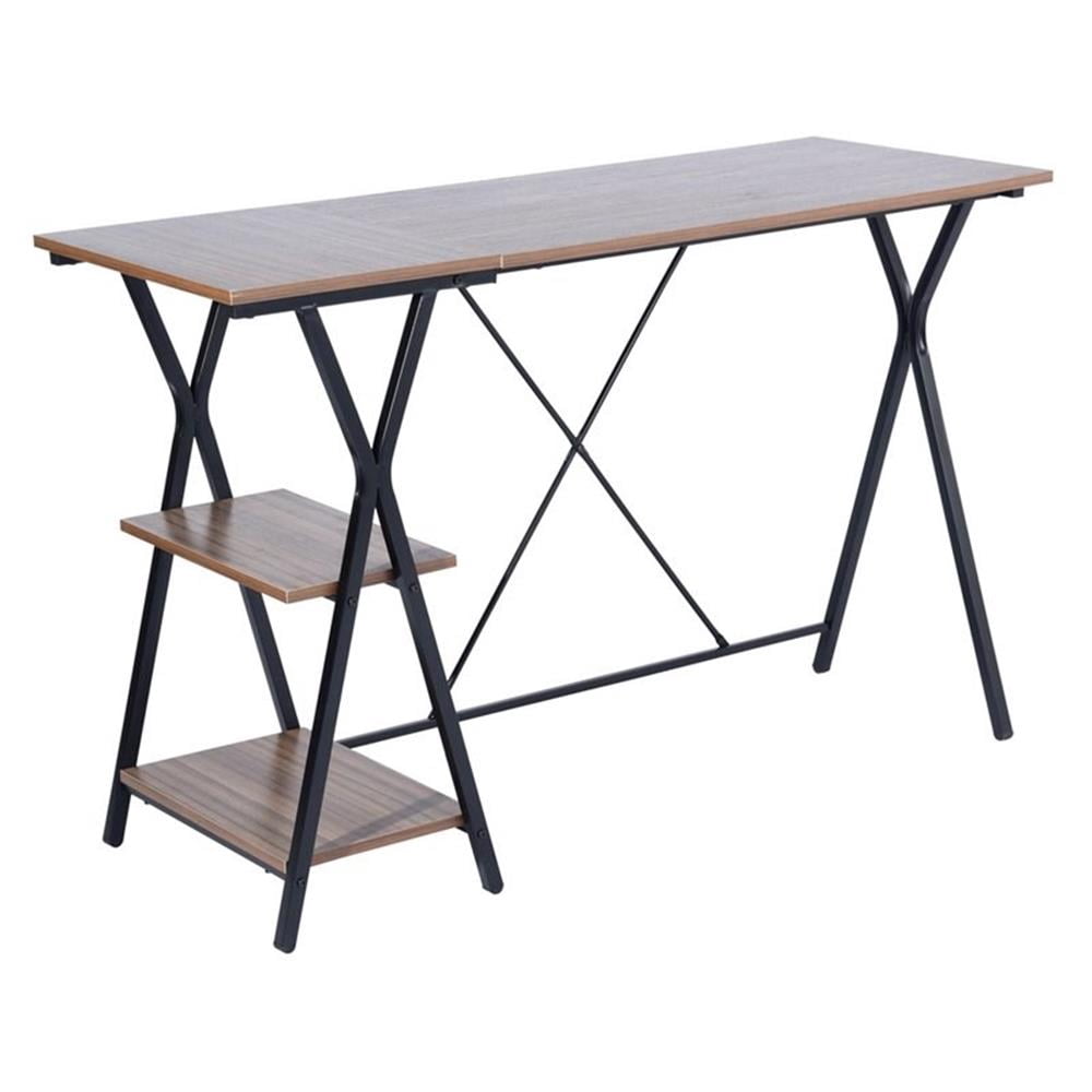 Pemberly Row Modern Engineered Wood Computer Desk with Shelves in Brown