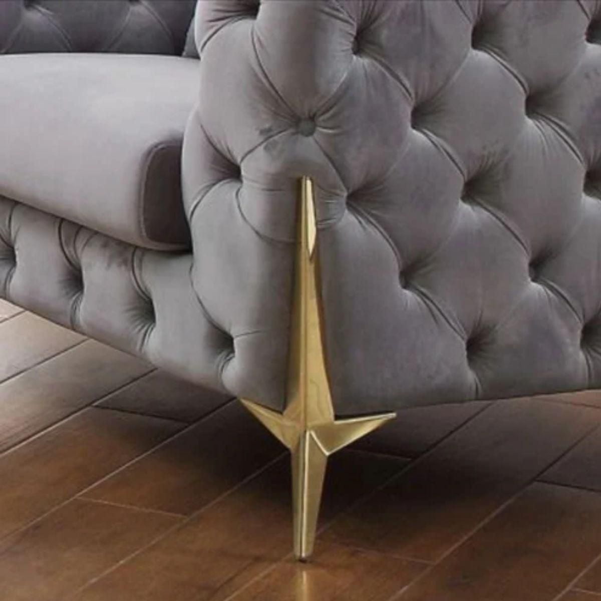 Fauteuil de salon Chesterfield avec revêtement en velours doux et revêtement capitonné en losanges