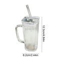 thumbnail image 3 of Tasse d'Eau en Verre avec Poignée, Couvercle et Paille Réutilisable, Tasse à Boisson en Verre Trempé Transparent Sans Plomb, 250 ml, 3 of 7