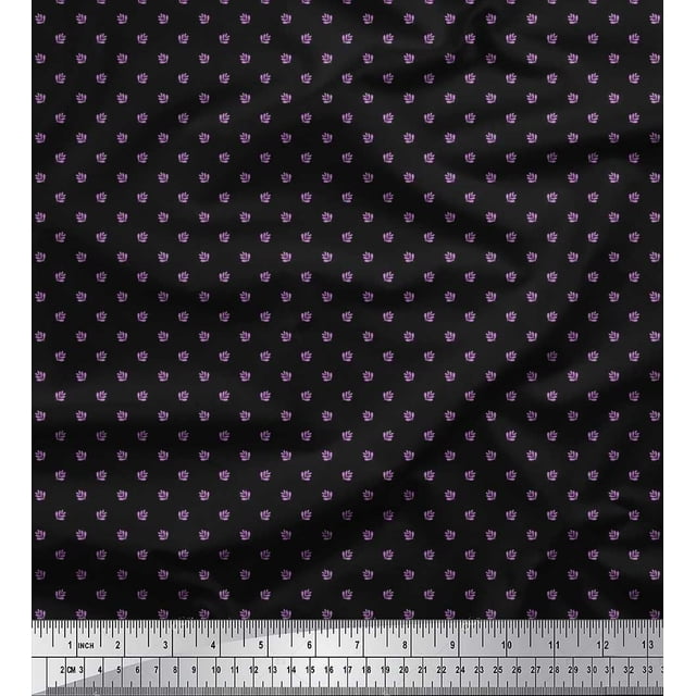 Soimoi polyester Crepe Fabric Artistic Leaves Decor Fabric Printed Yard 52 Inch Wide