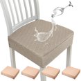 thumbnail image 1 of 4Pcs Waterproof Chair Seat Cover Seat Slipcover Stretch Jacquard Chair Seat Cushion Protector Cover Removable Wedding Banquet Square Chair Cover for Chair Home Kitchen, 1 of 10