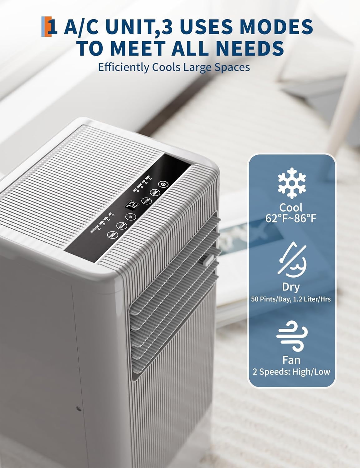 AKDSteel Portable Air Conditioner, 10,000 Btu Portable Ac Unit For Rooms Up To 450 Sq Ft, 3-In-1 Air Conditioner, Fan, And Dehumidifier With Remote, Timer, And Window Kit