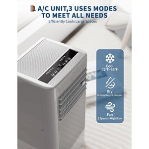 AKDSteel Portable Air Conditioner, 10,000 Btu Portable Ac Unit For Rooms Up To 450 Sq Ft, 3-In-1 Air Conditioner, Fan, And Dehumidifier With Remote, Timer, And Window Kit