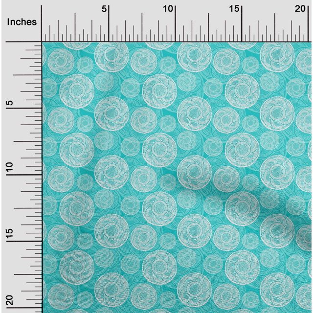 oneOone Cotton Silk Fabric Circle Block Printed Fabric 1 Yard 42 Inch Wide