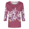 thumbnail image 4 of Xihbxyly Hauts pour Femmes Décontractés Mode pour Femmes Manches Trois Quarts Rétro Col Rond Imprimé de Pâques Hauts Amples Blouse, 4 of 4