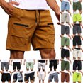 thumbnail image 1 of QATAINLAV Today's Sales, Mens Hiking Cargo Shorts 7 Inch with Pockets Casual Loose Straight Leg Work Shorts Stretch Lightweight Drawstring Sweat Shorts for Outdoor Fishing Mint Green XXL, 1 of 7