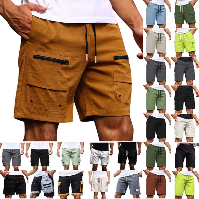QATAINLAV Today's Sales, Mens Hiking Cargo Shorts 7 Inch with Pockets Casual Loose Straight Leg Work Shorts Stretch Lightweight Drawstring Sweat Shorts for Outdoor Fishing Mint Green XXL