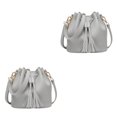 thumbnail image 3 of maskred Bucket Shoulder Bag Drawstring Bag Purse Handbags Small Shopping Gray 22x11x19CM 2Set, 3 of 6