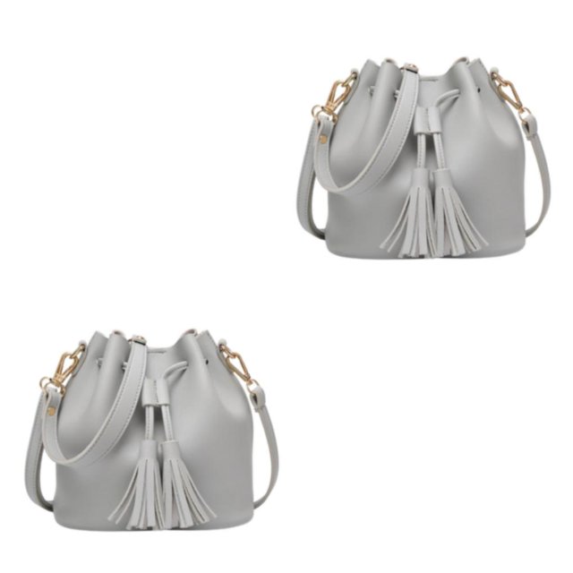 Maytalsory Chic Small Shopping Bucket Shoulder Bag Drawstring Purse Handbag Blue Gray 22x11x19CM 2Set