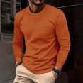 thumbnail image 2 of FAIWAD Mens Long Sleeve Tops Round Neck Basic Pullover Tops Classic Solid Color Lightweight Blouse Tops, 2 of 6