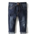 thumbnail image 1 of KIDSCOOL SPACE Baby Girl Boy Elastic Band Inside Ripped Denim Pants,3-4 Years, 1 of 6