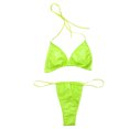 thumbnail image 4 of Qertyioot Womens Bandeau Bandage Swimsuit Set Solid Color Split Diamond Bikini, 4 of 5
