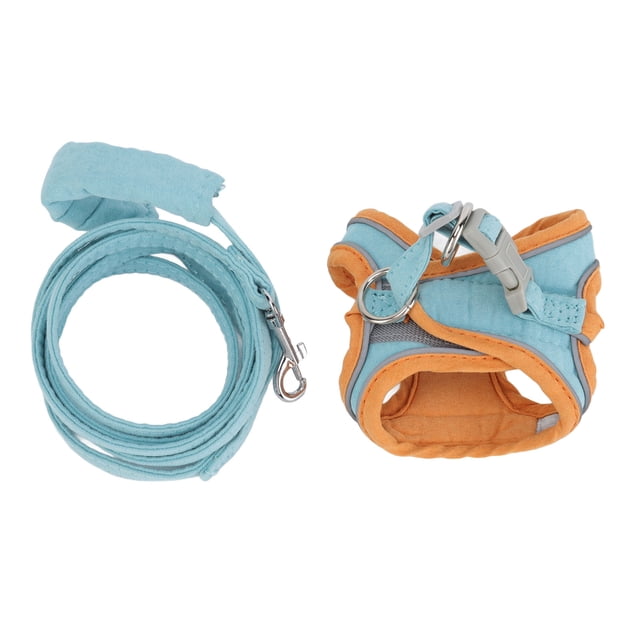 Harnais-gilet pour Chaton, Harnais-Gilet et Laisse pour Chat Ajustables à Blocs de Couleur, Anti-Évasion, Doux et Réfléchissants pour la Marche pour Animaux de Compagnie pour l'Extérieur Bleu Orange,Bleu Rose,Jaune Vert