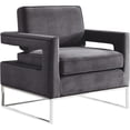 thumbnail image 1 of Meridian Furniture Fauteuil d'Appoint en Velours Gris Noah, 1 of 9