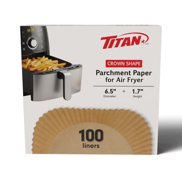 TITAN Feuilles en Papier Parchemin pour Friteuse à Air, Forme Carrée, Design en Couronne, 100 Pièces