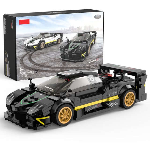 Voltz Toys Building Bricks, Officially Licensed 1:28 Scale Pagani Zonda R Model Building Kit – 387 Piece Pagani Zonda R Vehicle Collectible Construction Set Gift for Kids and Adults