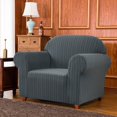 thumbnail image 2 of 1-Piece Stretch Sofa Slipcover with Stripes Pattern Striped Jacquard Couch Covers Washable Furniture Protector (Small, Gray), 2 of 6