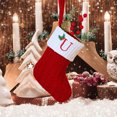 thumbnail image 2 of Christmas Tree Decorative Socks With Embroidered Initial Letters Red Green White Knit Stockings, 2 of 2