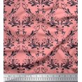 thumbnail image 1 of Soimoi Orange Poly Georgette Fabric Filigree Damask Print Fabric by Yard 52 Inch Wide, 1 of 3