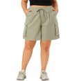 thumbnail image 1 of Unique Bargains Women's Plus Size Drawstring Elastic Waist Straight Leg Cargo Shorts, 1 of 6