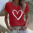thumbnail image 1 of VKOYWKM T-Shirts Cœur Femmes Valentines Day T-Shirts T-Shirts Graphiques Cœur Hauts Mignons Vacances Manches Courtes T-Shirts Décontractés Col Rond T-Shirts Romantiques, 1 of 5