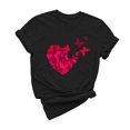 thumbnail image 2 of Meichang T-Shirts de la Saint-Valentin pour Femmes Imprimé Cœur Manches Courtes Col Rond Pull Ample Décontracté Tops de Vacances, 2 of 6