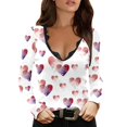 thumbnail image 2 of MesaSe Haut Décontracté pour Femmes, Imprimé de la Saint-Valentin, Col en V, Manches Longues, 2 of 4