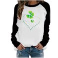 thumbnail image 1 of Besolor St Patricks Day Sweatshirt Women Color Block Long Sleeve Shamrock St. Patricks Shirts Tees Holiday Party Pullover Tops, 1 of 4
