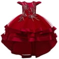 thumbnail image 1 of Robe Enfant Fille Sans Manches Robe Princesse Broderie Robe Queue Fleur Jupe Tutu Jupe Robe en Tulle Canoniques, 1 of 9